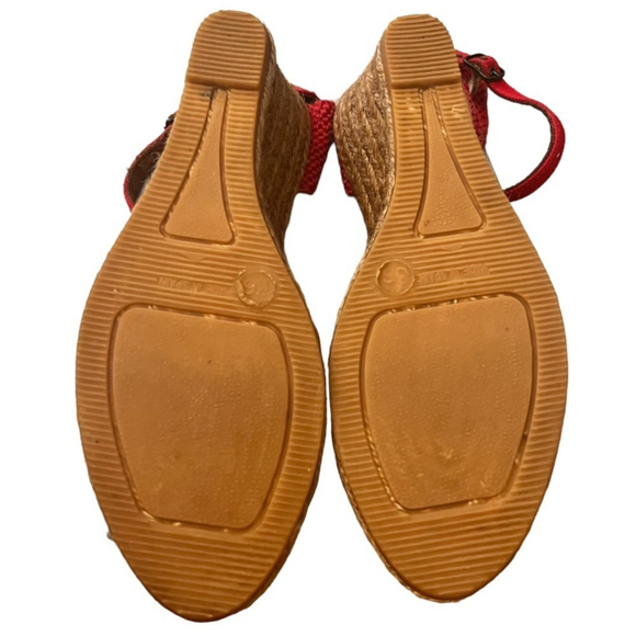 GAIMO Red Canvas Wedge Espadrilles with Natural Jute - Picture 10 of 14